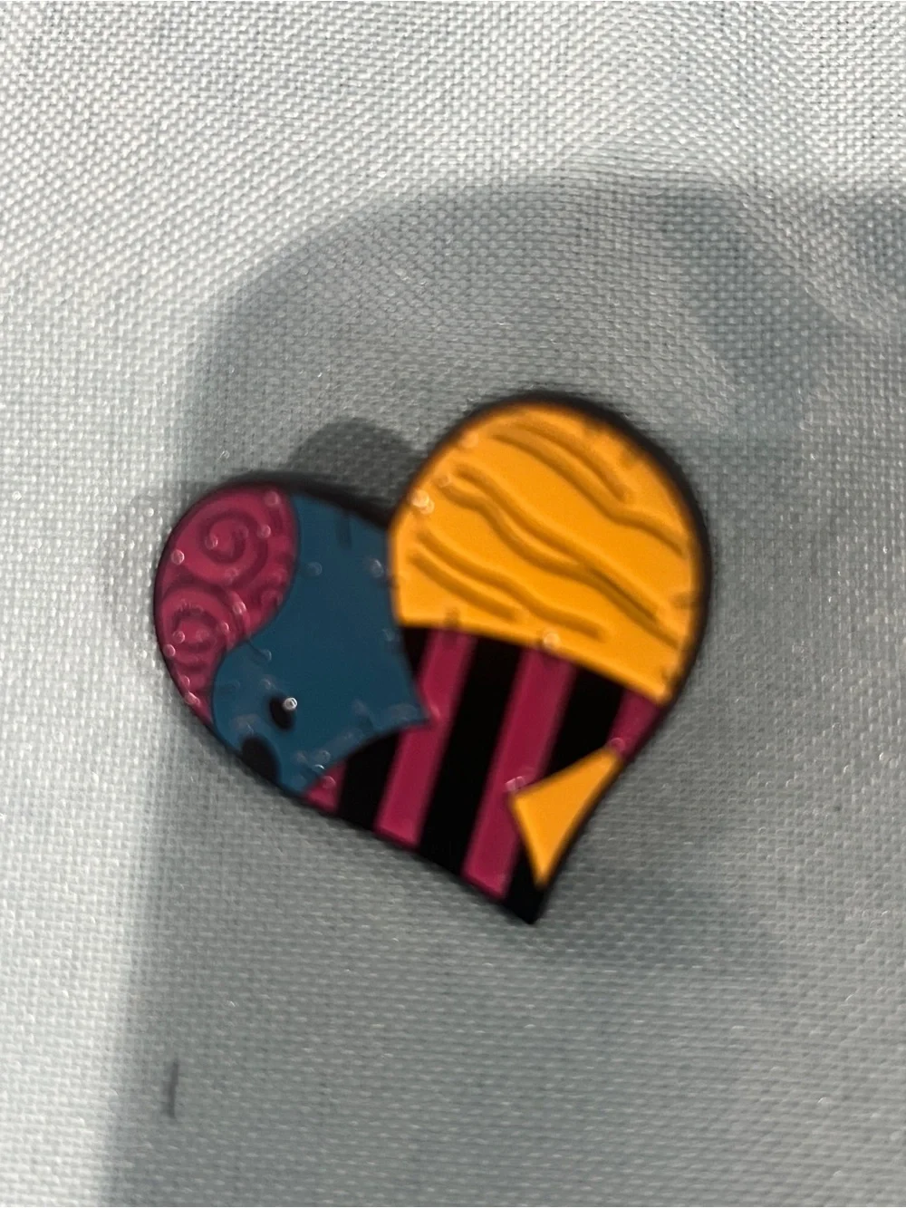 Sally Heart Patchwork Enamel Pin - Multicolor